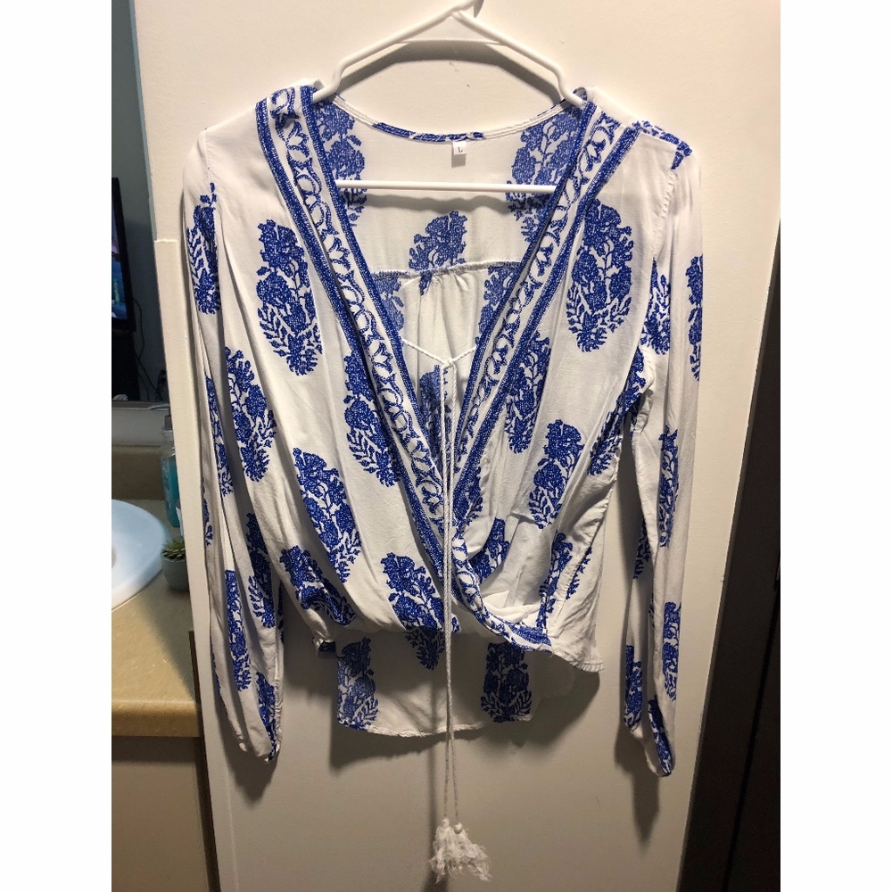 White V Neck Blouse